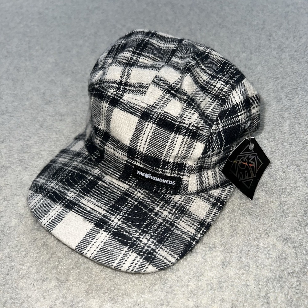 The Hundreds Plaid Camp Hat Black White Strapback Cap OS‎ Streetwear NWT